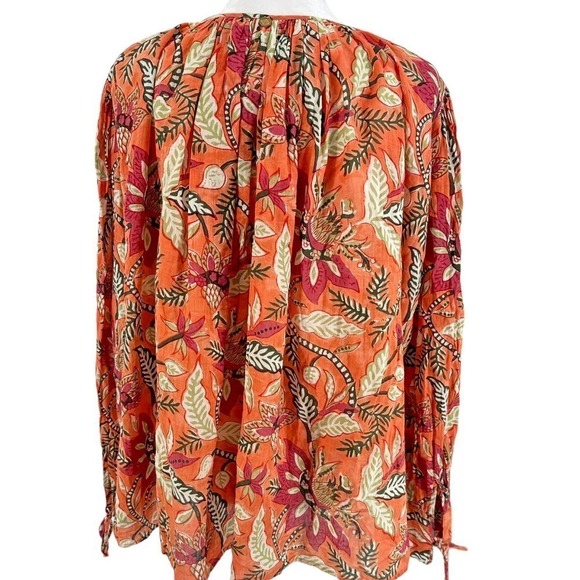 Antik Batik Women's Kalao Floral Long Sleeve Flowy Boho Peasant Blouse Size 40 M - Picture 4 of 16